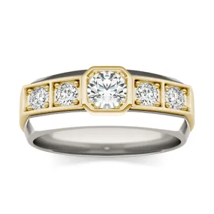 Round Brilliant Star Accented Signature Ring image, 