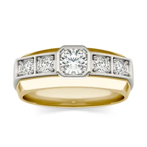 Round Brilliant Star Accented Signature Men's Wedding Ring image, Round Brilliant Star Accented Signature Men's Wedding Ring