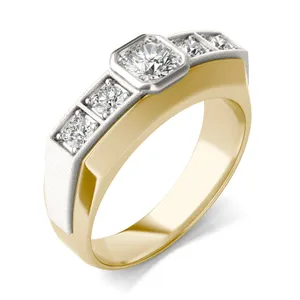 Round Brilliant Star Accented Signature Men's Wedding Ring image, Round Brilliant Star Accented Signature Men's Wedding Ring