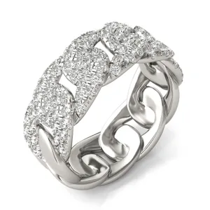 Wide Pavé Curb Link Ring image, 