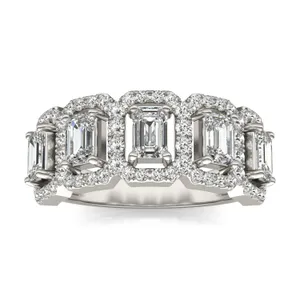 Emerald Five-Stone Halo Ring image, 