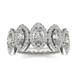 Marquise Five-Stone Halo Ring image, 