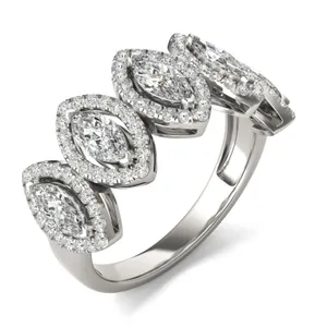 Marquise Five-Stone Halo Ring image, 