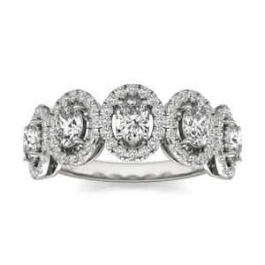 Oval Five-Stone Halo Ring image, 