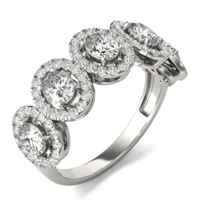 Oval Five-Stone Halo Ring image, 