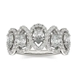 Pear Five-Stone Halo Ring image, 