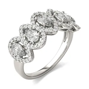 Pear Five-Stone Halo Ring image, 