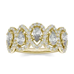 Pear Five-Stone Halo Ring image, 