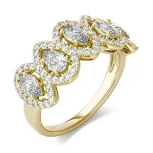 Pear Five-Stone Halo Ring image, 