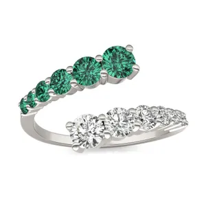 Graduated Open Wrap Emerald Ring image, 