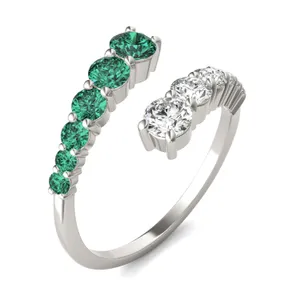 Graduated Open Wrap Emerald Ring image, 