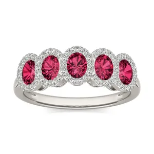 Ruby Five-Stone Halo Ring image, 