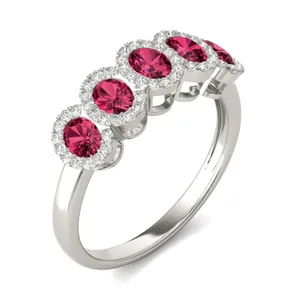 Ruby Five-Stone Halo Ring image, 