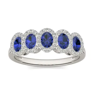 Sapphire Five-Stone Halo Ring image, 