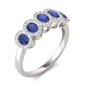 Sapphire Five-Stone Halo Ring image, 