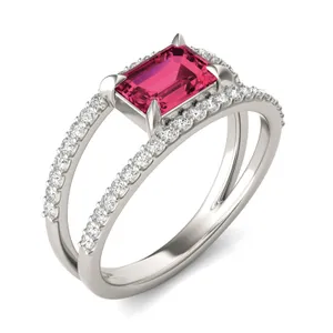 Emerald Split Shank Ruby Ring image, 