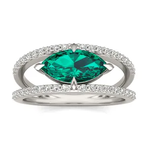 Marquise Split Shank Emerald Ring image, 