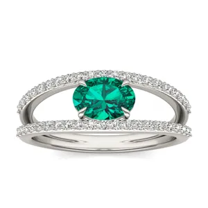 Oval Split Shank Emerald Ring image, 