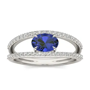 Oval Split Shank Sapphire Ring image, 