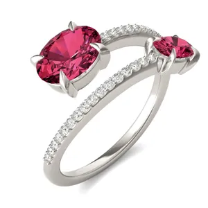 Ruby Tipped Oval Open Wrap Ring image, 