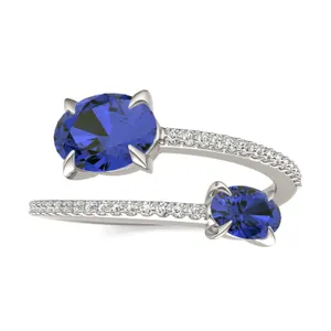 Sapphire Tipped Oval Open Wrap Ring image, 