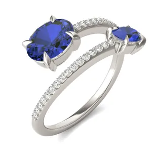 Sapphire Tipped Oval Open Wrap Ring image, 