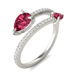 Ruby Tipped Pear Open Wrap Ring image, 