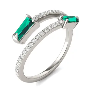 Emerald Tipped Baguette Open Wrap Ring image, 