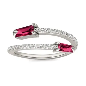 Ruby Tipped Baguette Open Wrap Ring image, 