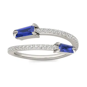 Sapphire Tipped Baguette Open Wrap Ring image, 