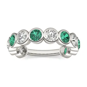 Emerald Alternating Bezel Ring image, 