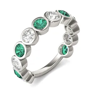 Emerald Alternating Bezel Ring image, 