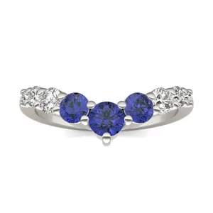 Sapphire Three-Stone V Curved Ring image, 