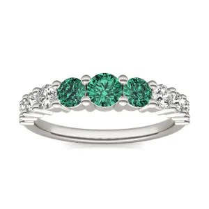 Emerald Three-Stone Accented Ring image, 