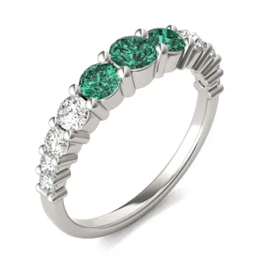 Emerald Three-Stone Accented Ring image, 