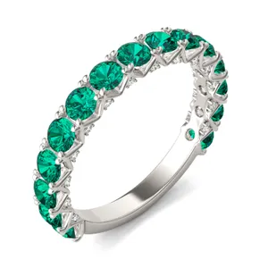 Emerald Color Round Brilliant Voyager Ring image, 