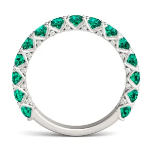 Emerald Color Round Brilliant Voyager Ring image, 