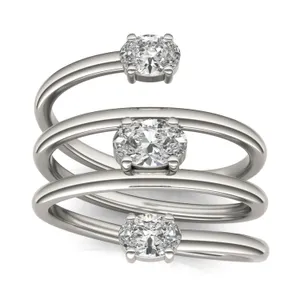 Three-Stone Spiral Statement Ring image, 