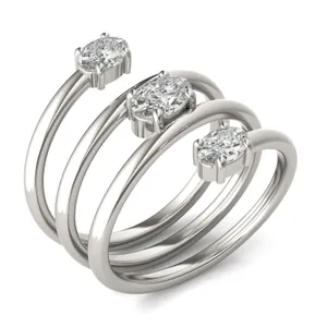 Three-Stone Spiral Statement Ring image, 