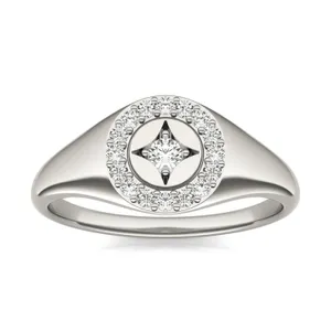 Signature Star Halo Signet Ring image, 