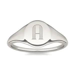 Signature Round Initial Signet Ring image, 