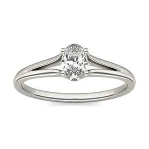 Oval Petite Split Shank Solitaire Ring image, 