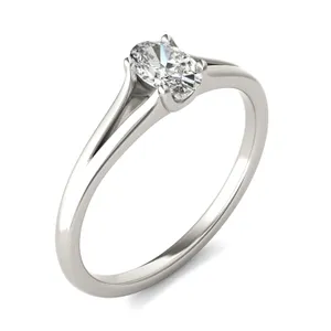 Oval Petite Split Shank Solitaire Ring image, 