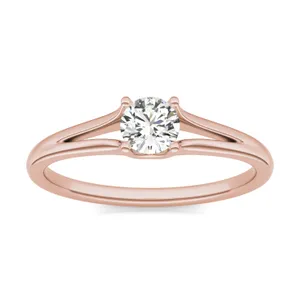 Round Brilliant Petite Split Shank Solitaire Ring image, 