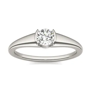 Petite Half Bezel Solitaire Ring image, 