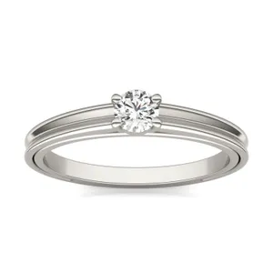 Petite Sculpted Lines Solitaire Ring image, 