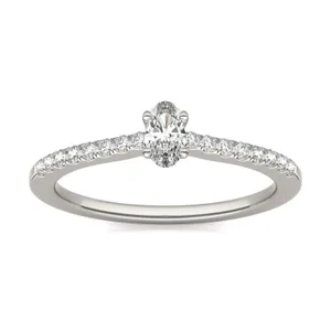 Oval Petite Accented Cathedral Ring image, 