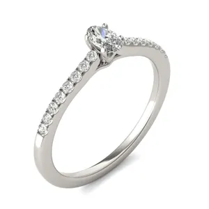 Oval Petite Accented Cathedral Ring image, 