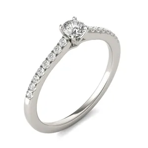 Round Brilliant Petite Accented Cathedral Ring image, 