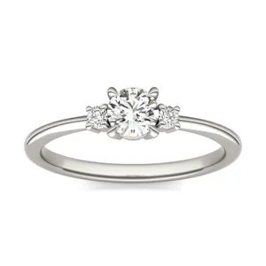Round Brilliant Zelda Classic Three-Stone Ring image, 